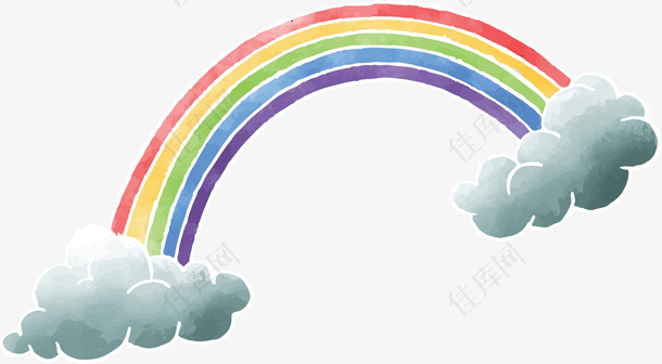 可爱手绘云端彩虹