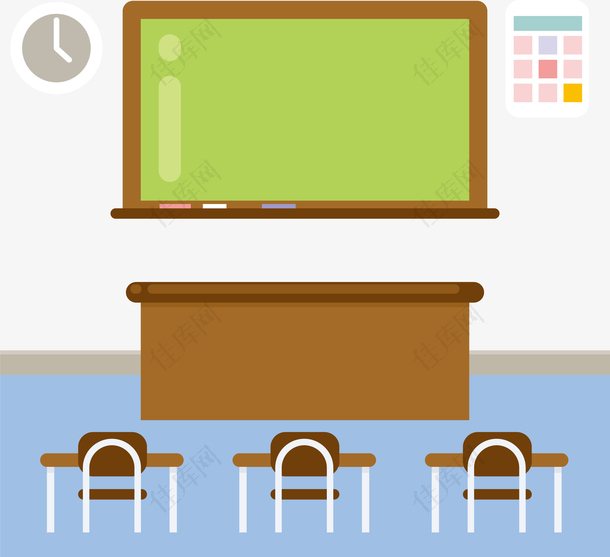 教室黑板讲台与课桌