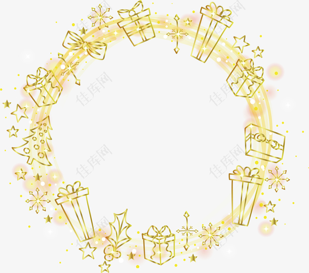 金色光效圣诞节装饰框
