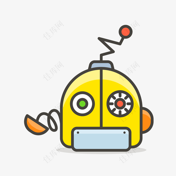 卡通彩色黄色机器人矢量图标