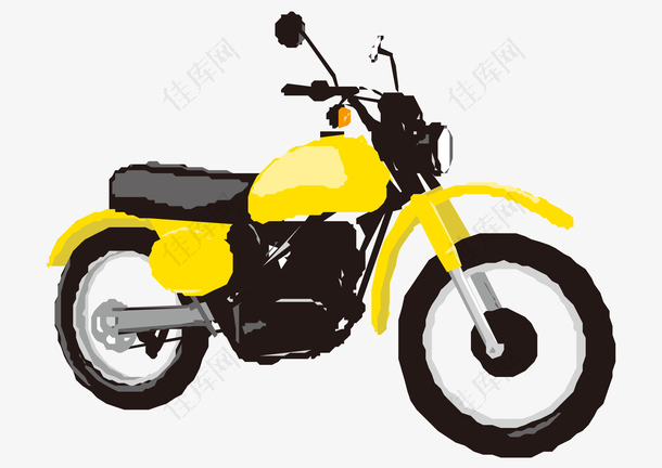矢量卡通手绘黄色男装摩托车