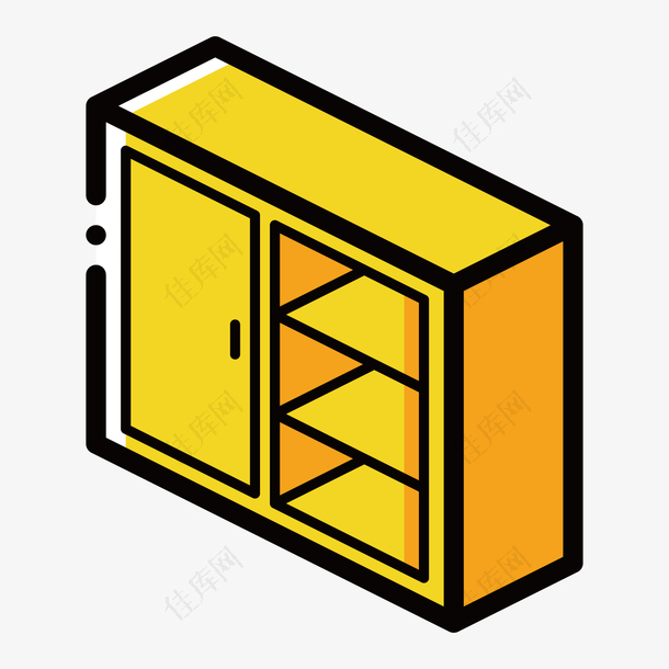 黄色手绘线稿箱子元素