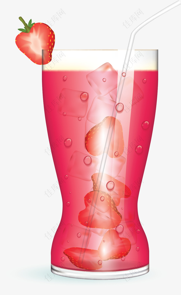粉红色夏天草莓汁