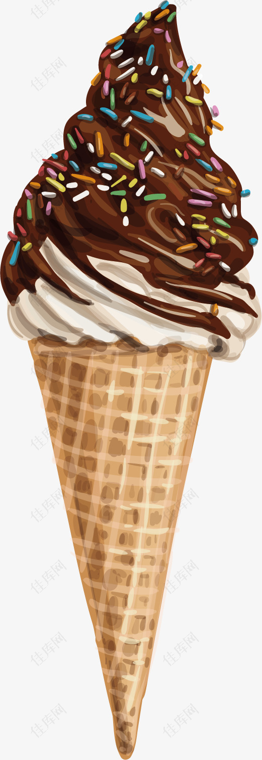 矢量图棕色巧克力冰淇淋