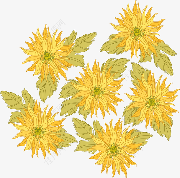 黄色花朵背景图案矢量