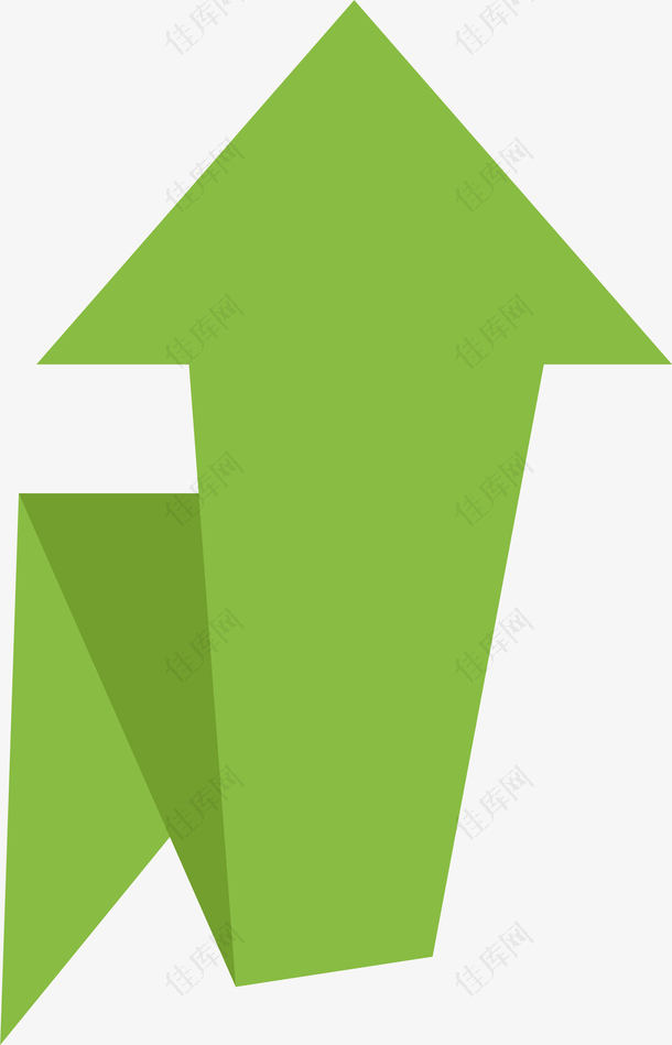 创意绿色折纸箭头矢量素材