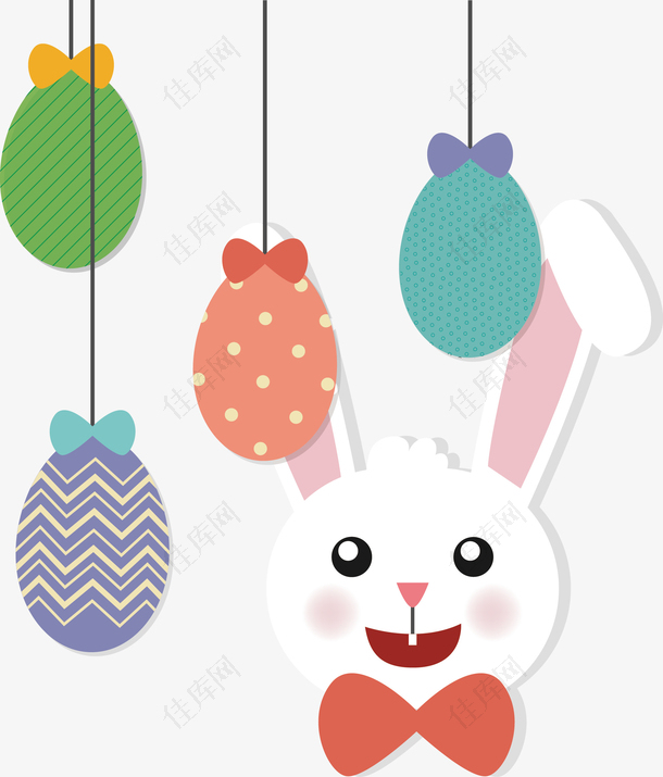 条纹彩蛋挂饰复活节兔子