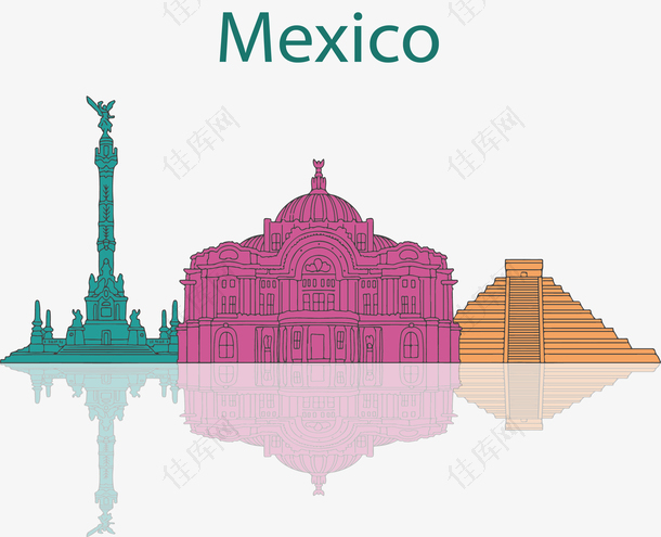 彩色墨西哥城市建筑