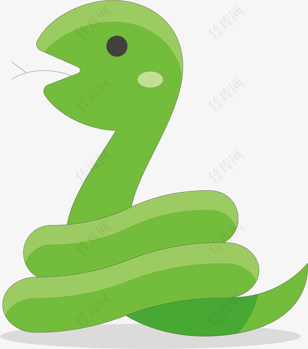绿色小蛇卡通插画