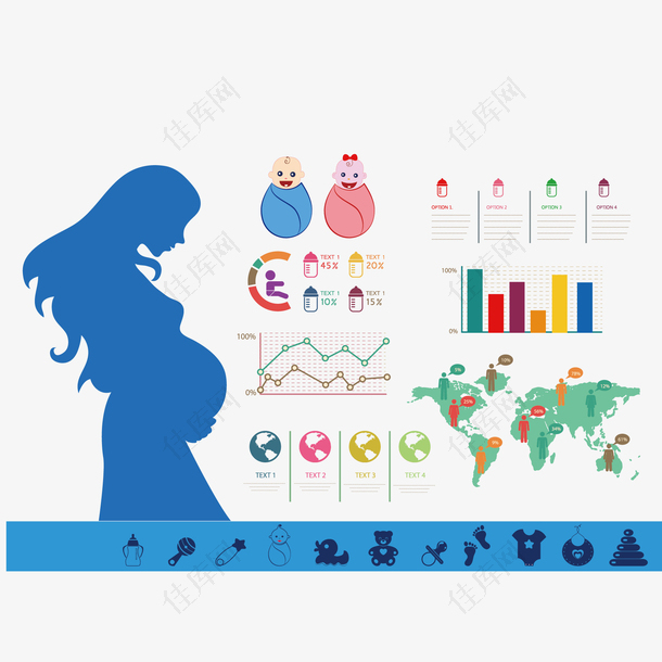 矢量孕妇和数据图