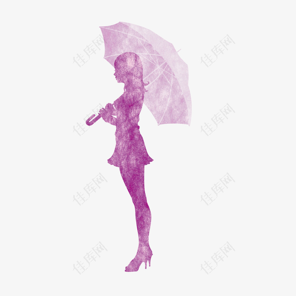 手绘打伞的女孩设计