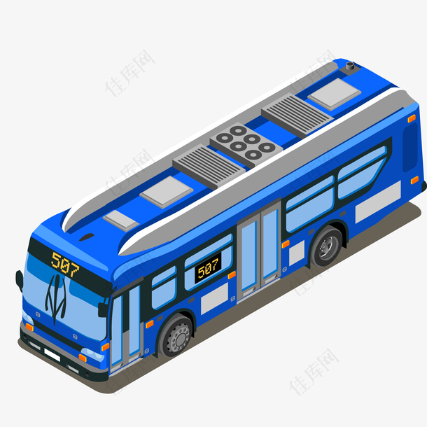 蓝色的公交车辆设计