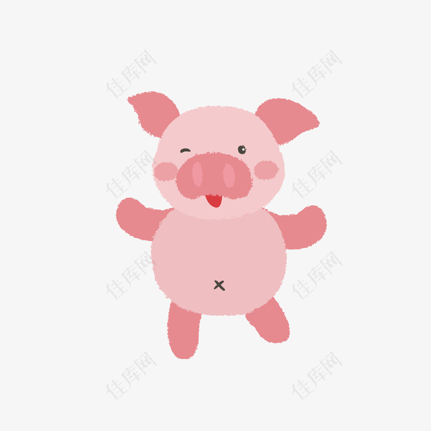粉色开心小猪猪免抠素材