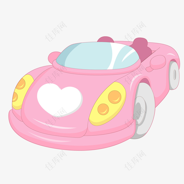 矢量手绘粉色汽车