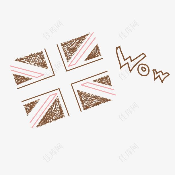 线条涂鸦英国国旗