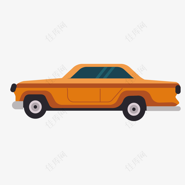 橙色扁平化汽车元素