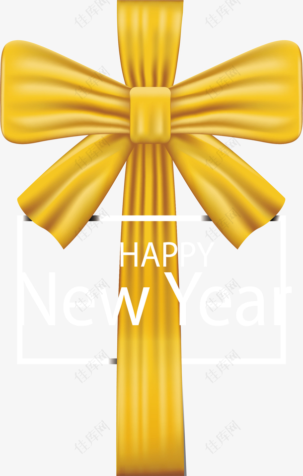 2023兔年精美新年黄色丝带蝴蝶结