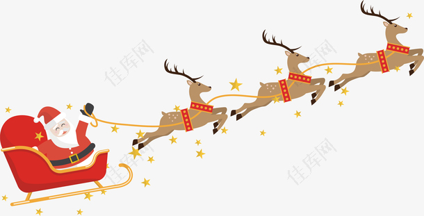 拉雪橇的麋鹿和圣诞老人