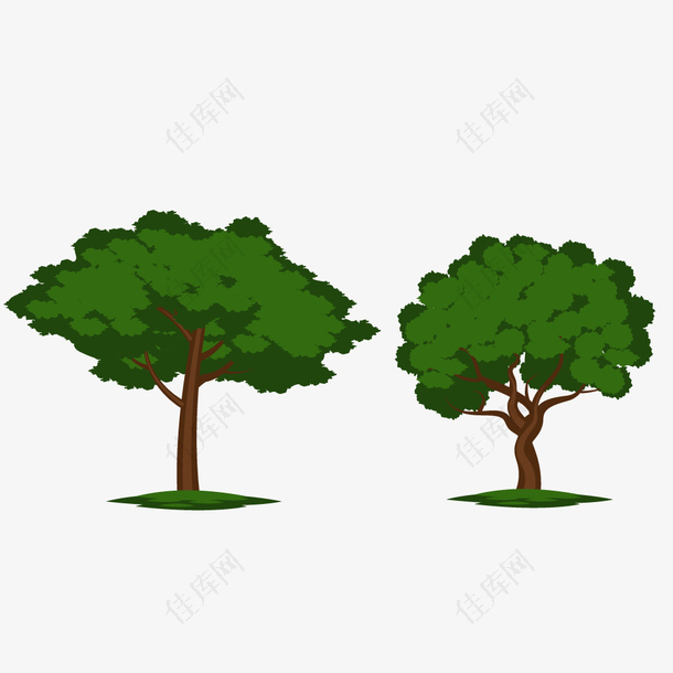 林木植物水彩手绘树木设计素材