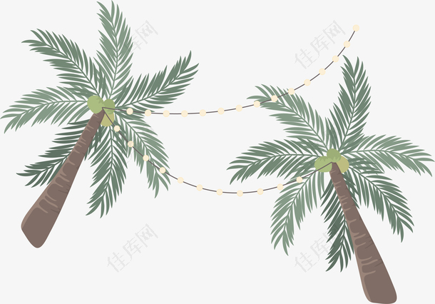 椰子树彩灯装饰海报