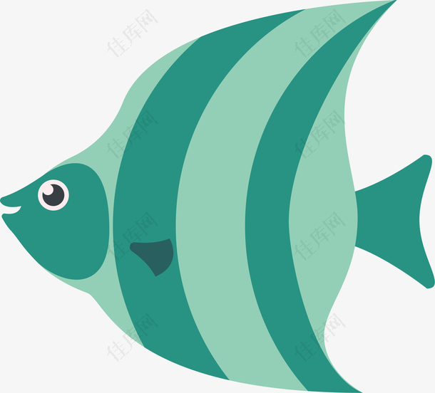 卡通水族馆绿色小燕鱼矢量素材