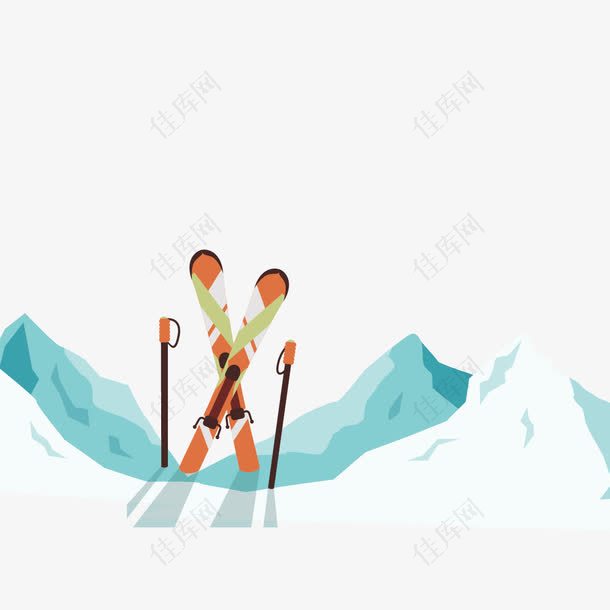 矢量滑板和雪山