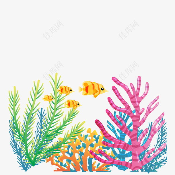 矢量炫丽热带海洋珊瑚藻