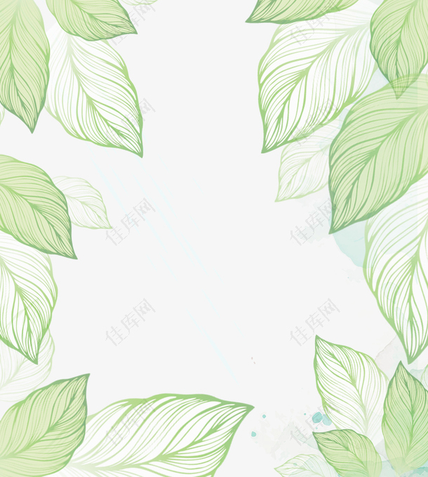 绿色卡通手绘树叶