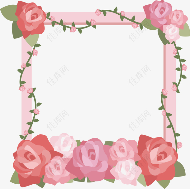 粉玫瑰装饰相框