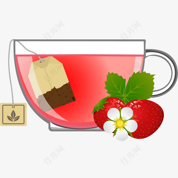 矢量草莓茶免抠PNG