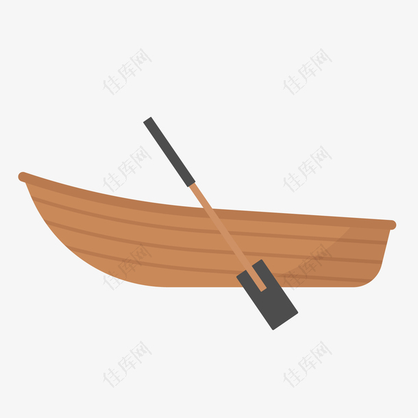 一条扁平化的木制小船
