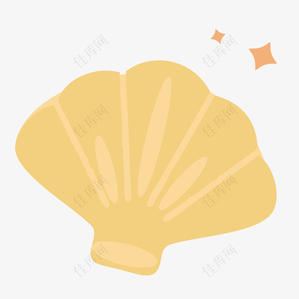 手绘海洋黄色贝壳矢量素材
