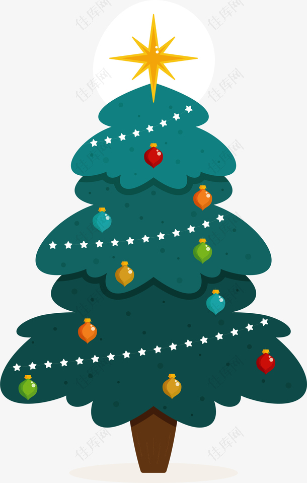 圣诞树装饰彩球免抠素材