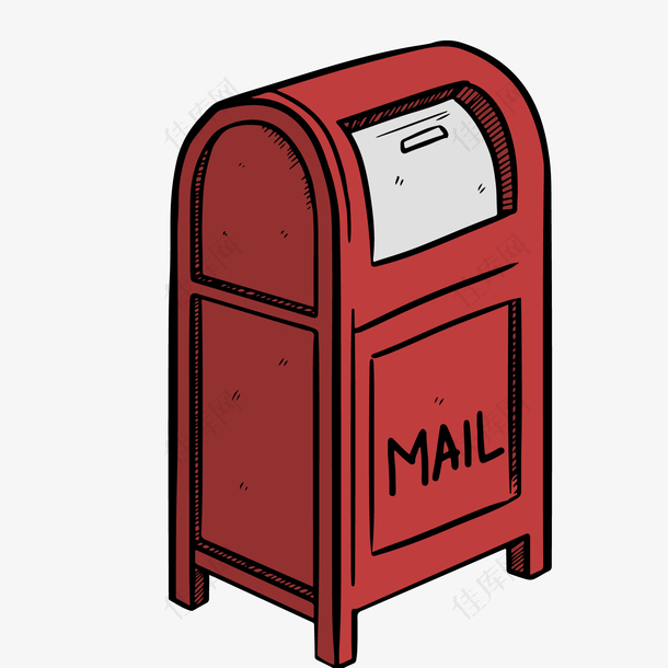 红色的复古的信箱设计