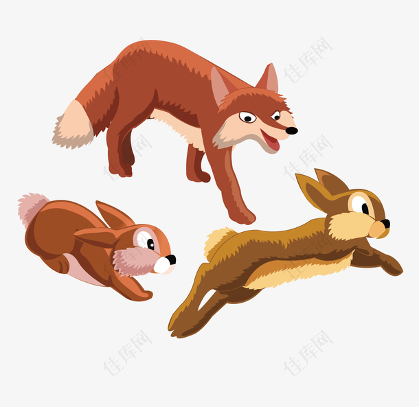 兔子和狐狸矢量素材