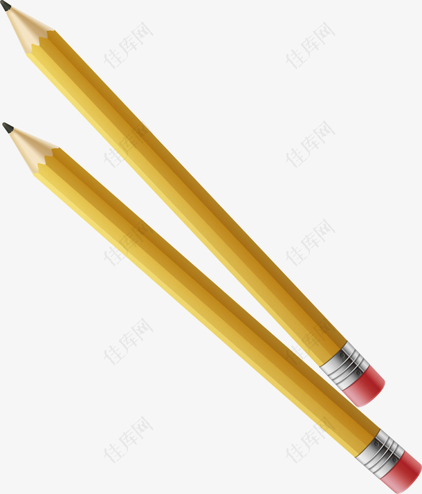 矢量手绘黄色铅笔