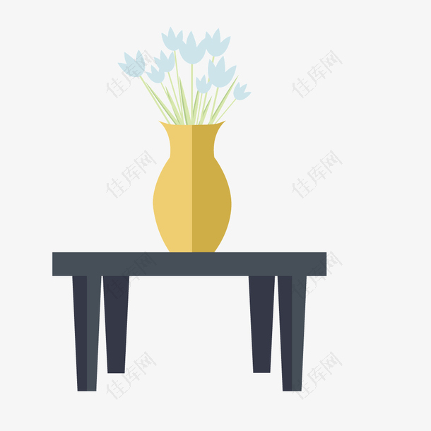 矢量桌子上的盆栽