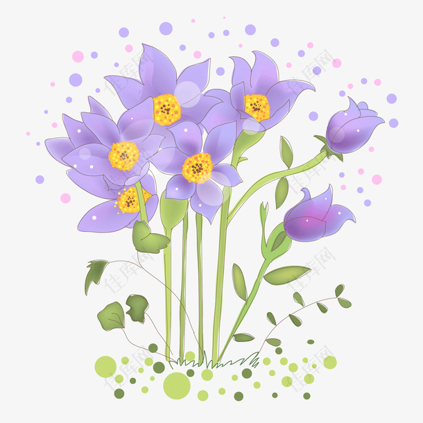 紫色系花朵矢量图