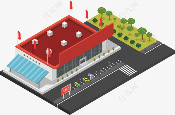 矢量图立体超市大厦模型