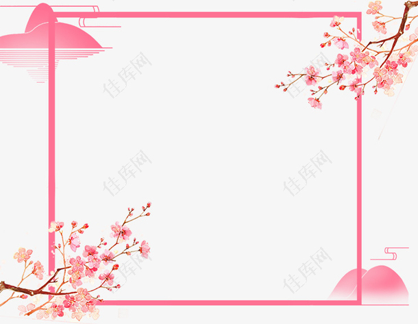 春天粉色桃花方框