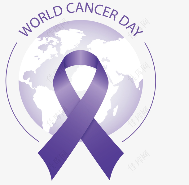 交叉紫色丝带癌症日