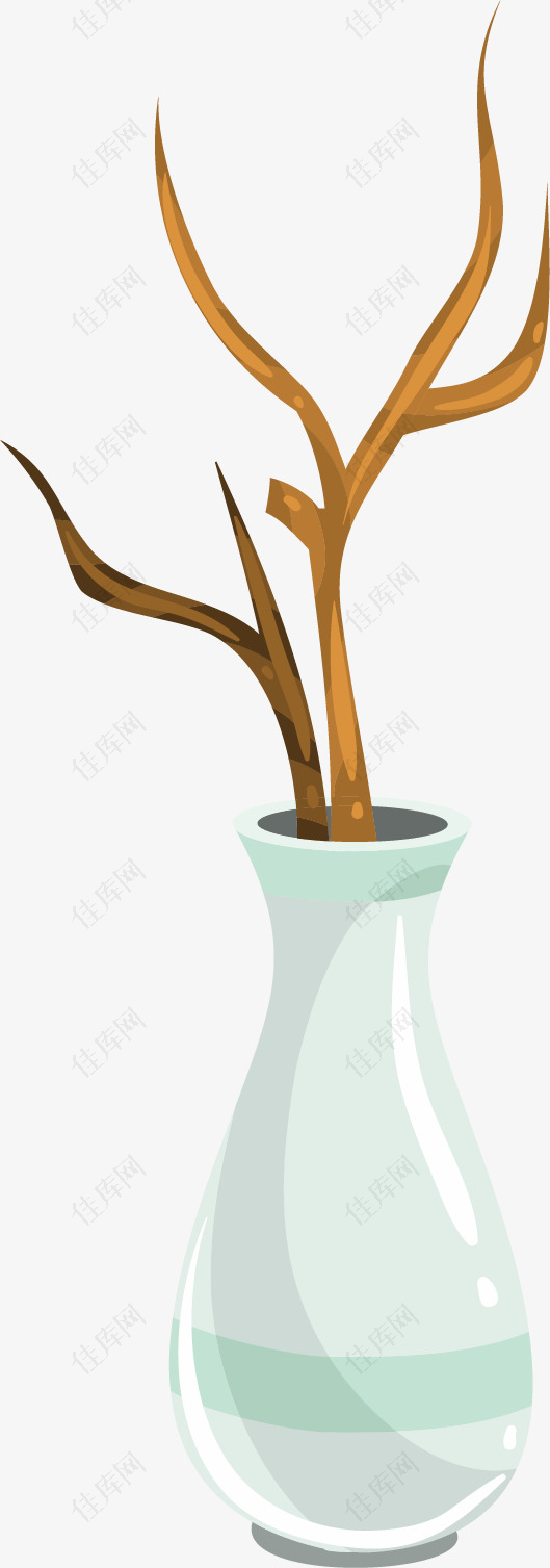 矢量图花瓶中的树枝