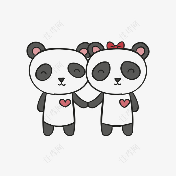 熊猫卡通爱情动物免抠素材