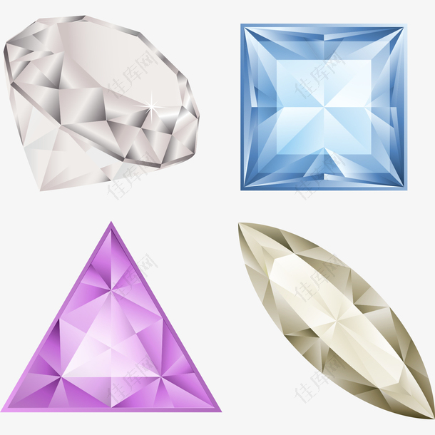 四色形状各异的钻石