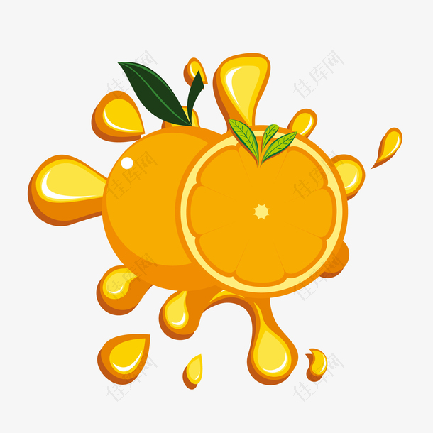 水果橙子卡通边框装饰