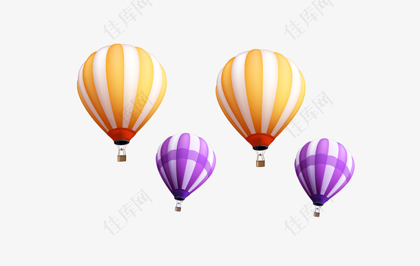 热气球紫色白色PNG矢量素材