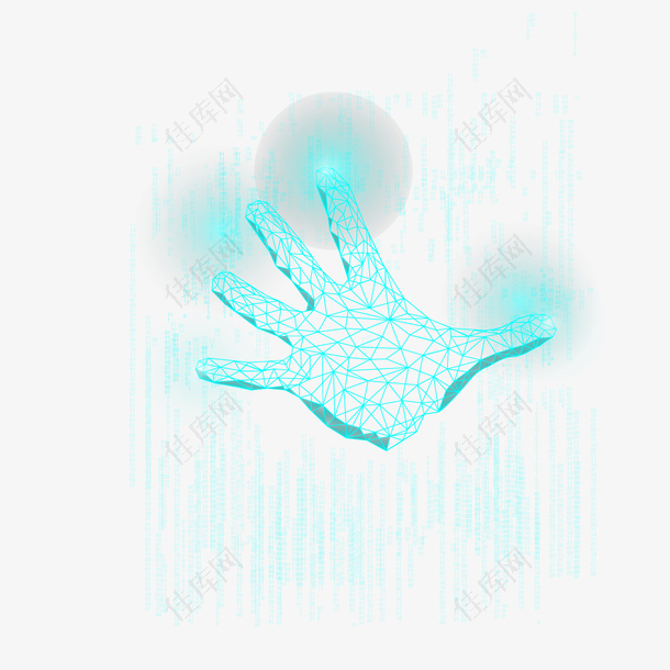 蓝色网状科技手指元素