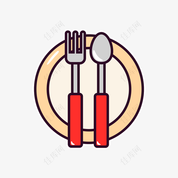 黄色盘子中的叉子和勺子