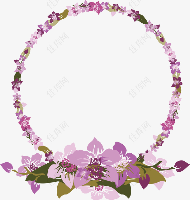 粉红色紫色花朵矢量装饰花卉边框