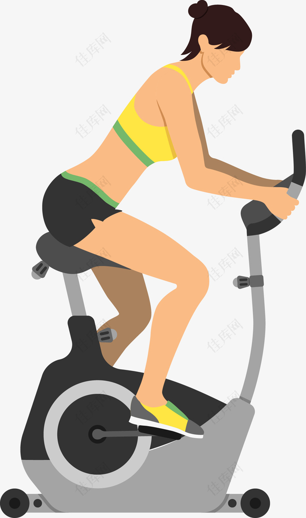 女子健身自行车矢量素材